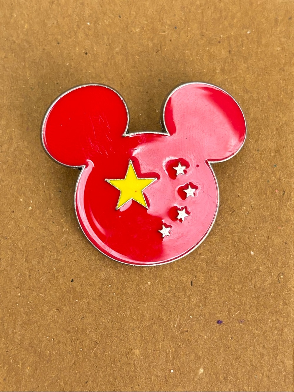 Mickey shaped China Flag Disney Pin